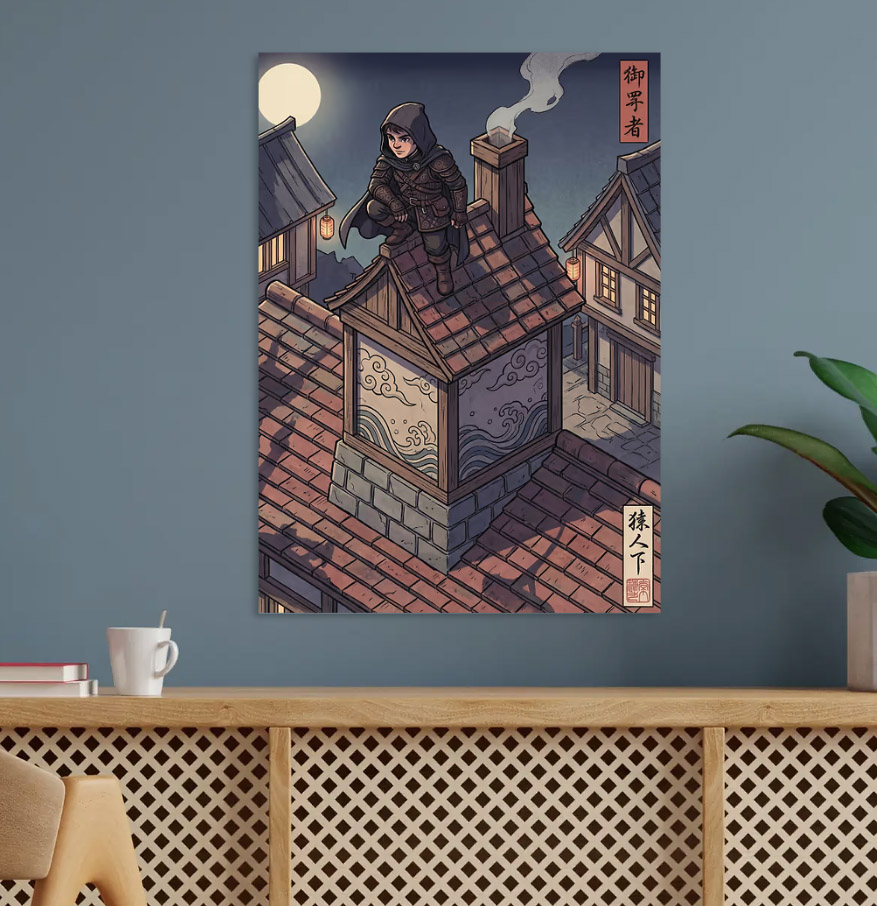 Assassin on Rooftop at Night